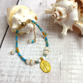 MARY - Apatite & Agate & Shell Virgin Mary medal bracelet