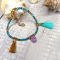 IZAR - Apatite & Hematite charm & tassel bracelet