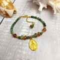 MARY - Epidote & Amazonite Virgin Mary medal bracelet