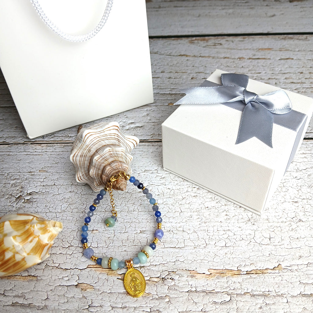 MARY - Aventurine & Amazonite Virgin Mary medal bracelet