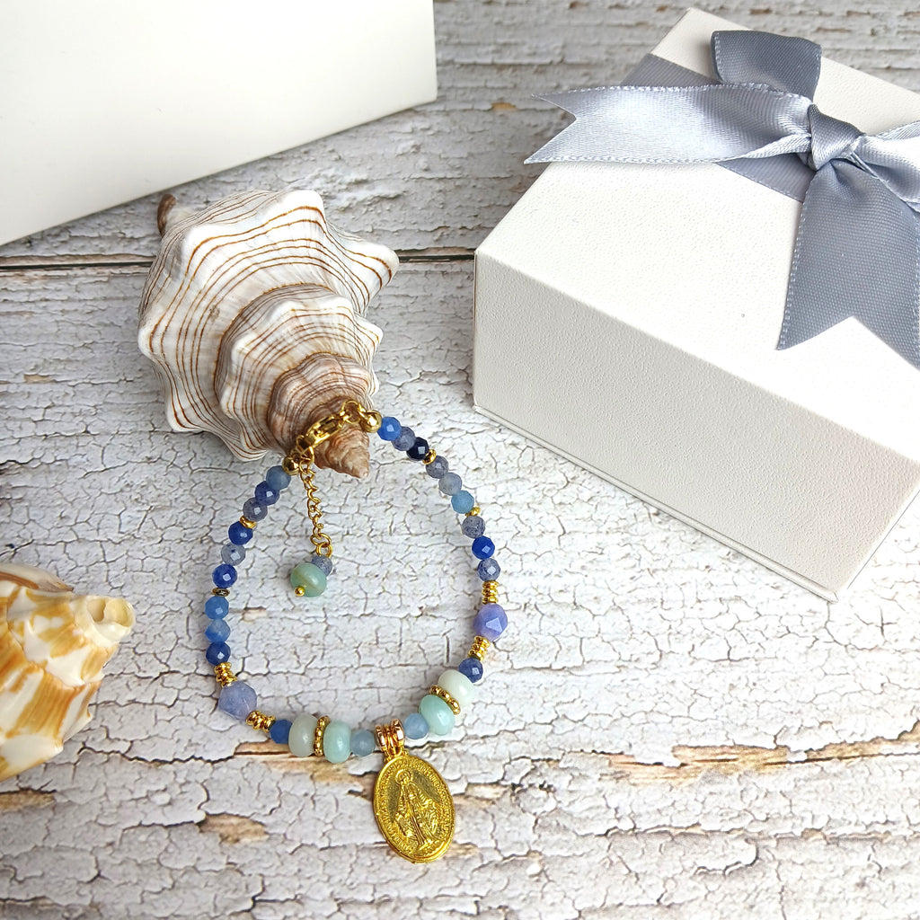 MARY - Aventurine & Amazonite Virgin Mary medal bracelet