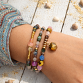 ANTARES - Tourmaline & Agate, charm & Tiger Eye pendant, 3x wraps bracelet
