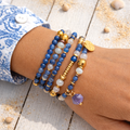 VEGA - Aventurine & Amazonite, charm & Amethyst pendant, 5x wraps bracelet