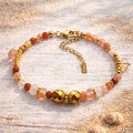 MIRA - Red Quartz & Agate & Peel, golden Hematite charm bracelet