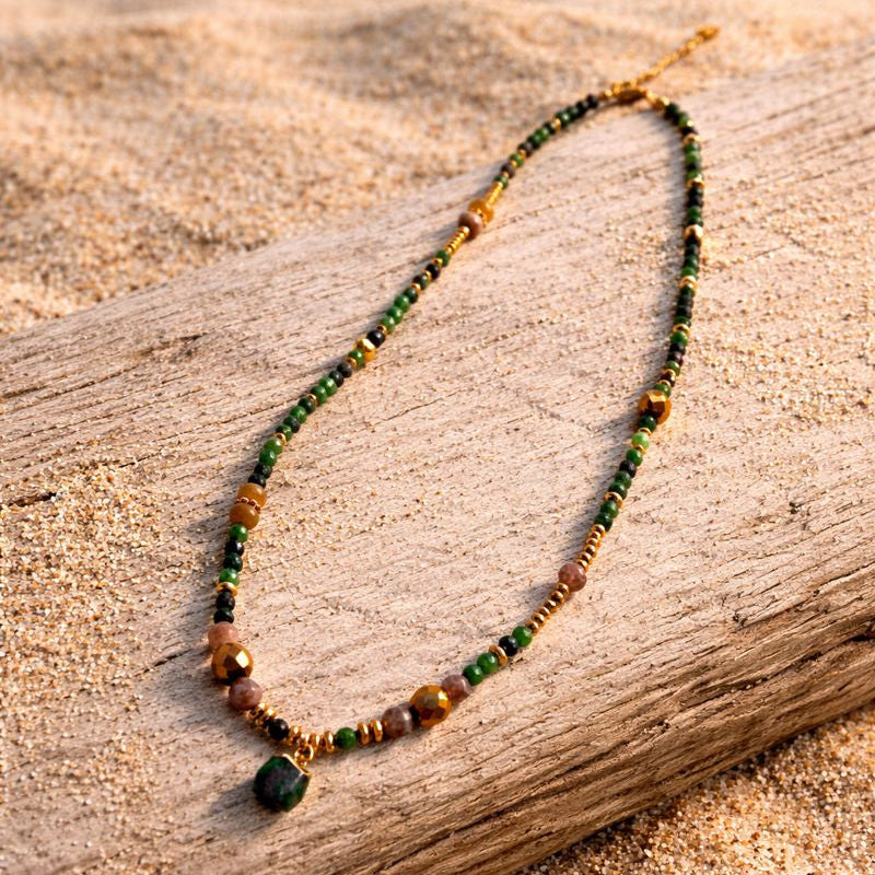 ANTARES - Epidote & Amazonite, charm & pendant, 3x wraps bracelet