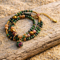 ANTARES - Epidote & Amazonite, charm & pendant, 3x wraps bracelet
