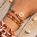 ANTARES - Red Quartz & Agate, 18k plated pendant, 3x wraps bracelet
