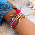 MAIA - Purple & White fabric cord, tassel & charm gemstones wrap bracelet